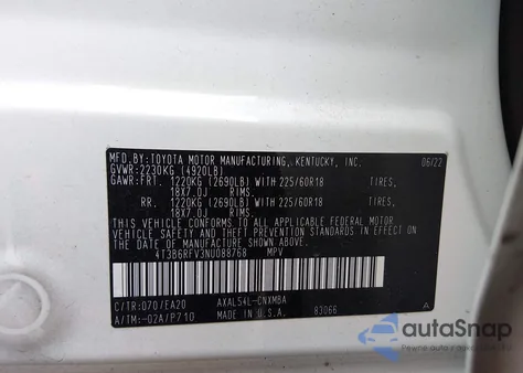 2022 Toyota Rav4 Hybrid Xle Premium z USA, uszkodzony, nr VIN 4T3B6RFV3NU088768